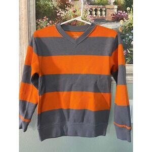 Faded Glory XS 4-5 Boys Orange And Grey Long Sleeve Shirt Used